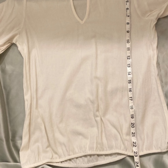 Zara Basic Ivory Cream Off White Blouson 3/4 Sleeve Peasant Blouse Size Small - Picture 8 of 8